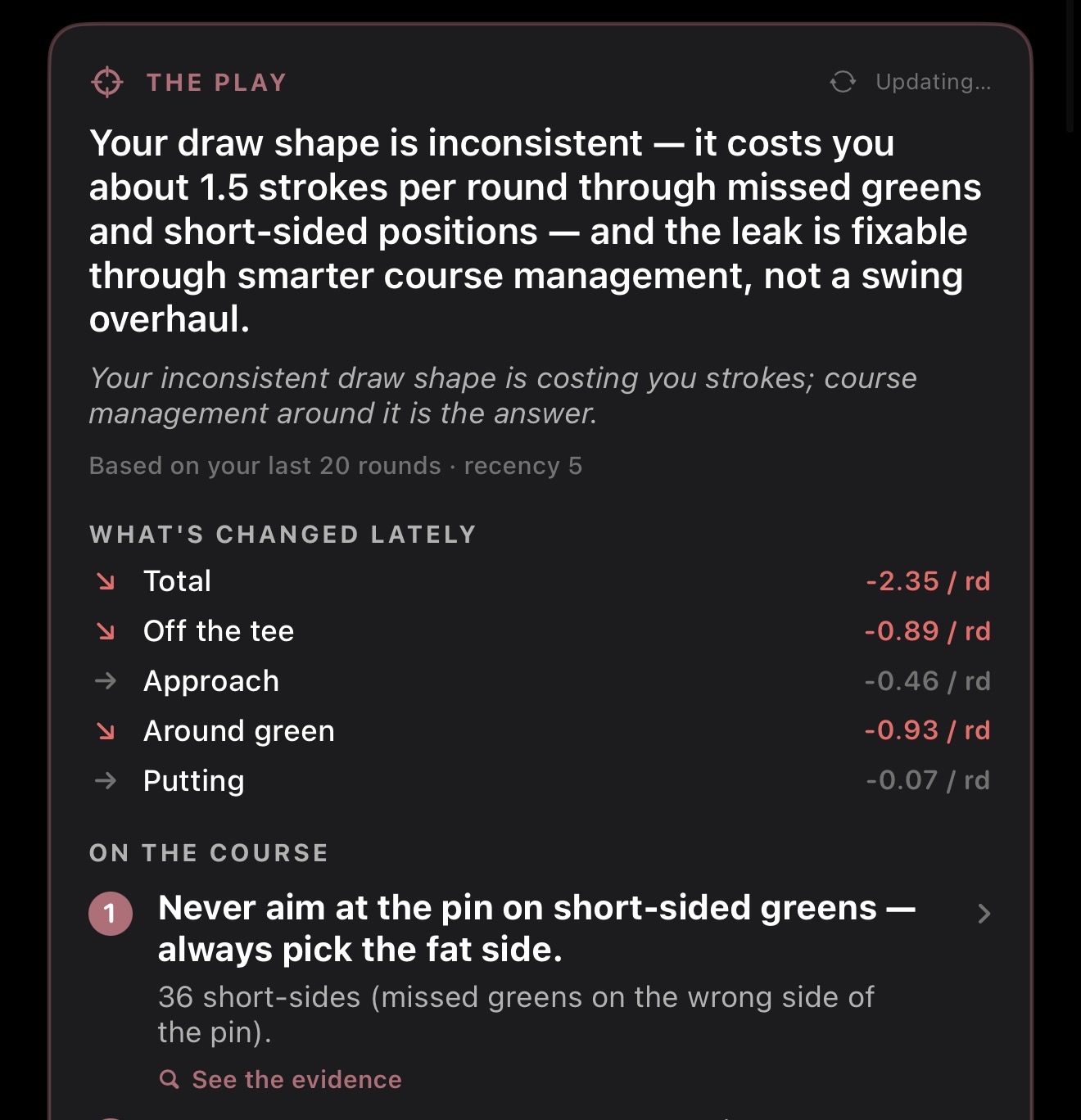 AI insight card — the play
