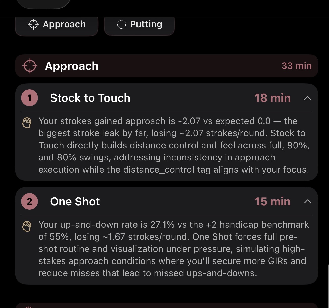 Practice tool detail